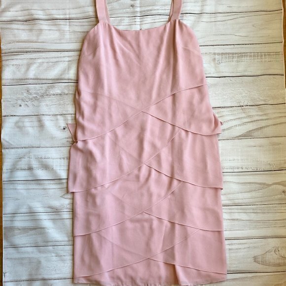 Ursula of Switzerland Vintage Bridesmaid Pink Layered Ruffle Midi Dress Size 14 - Picture 1 of 8